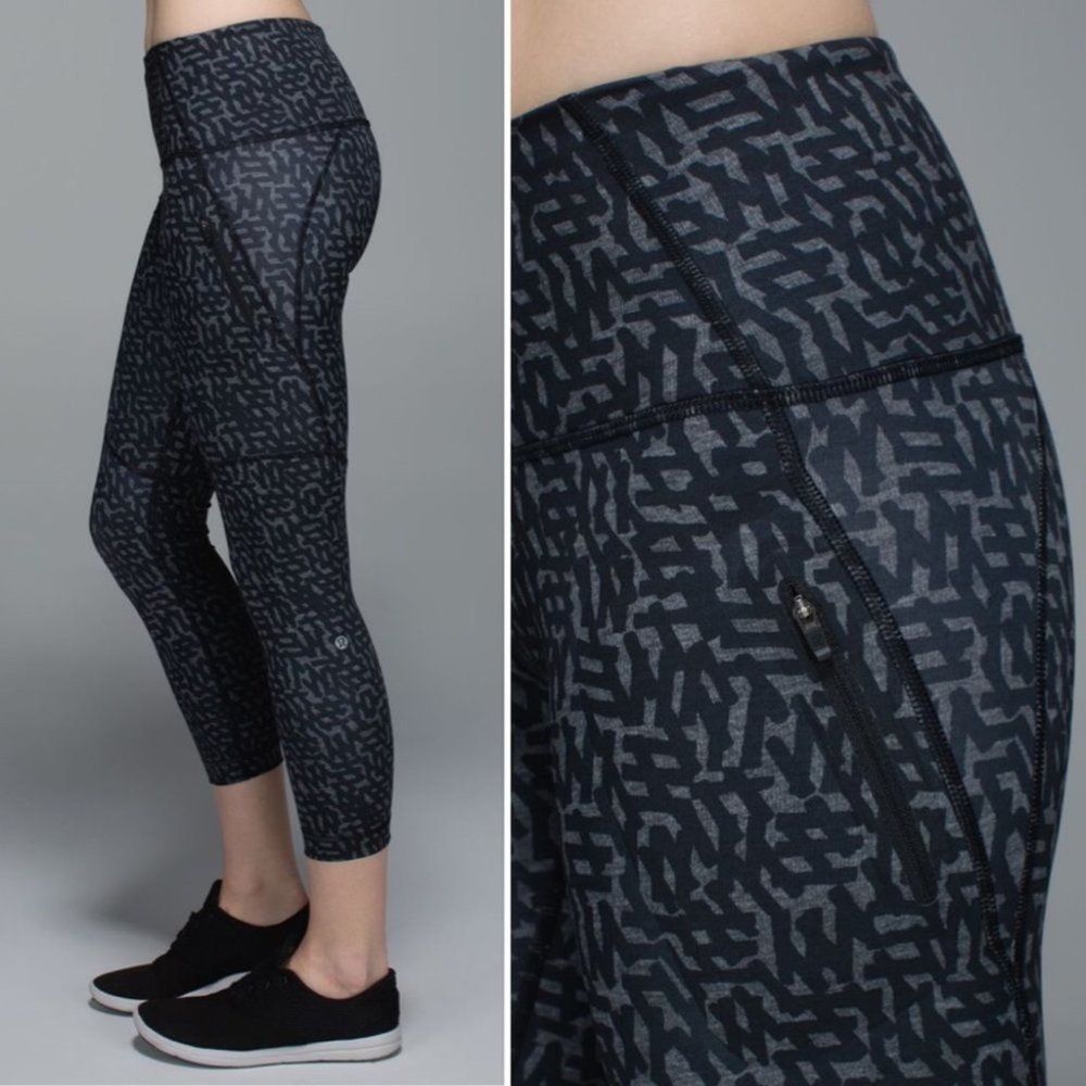 Lululemon All Sport Crop Legging Ace Spot Lullaby Black - Picture 3 of 14